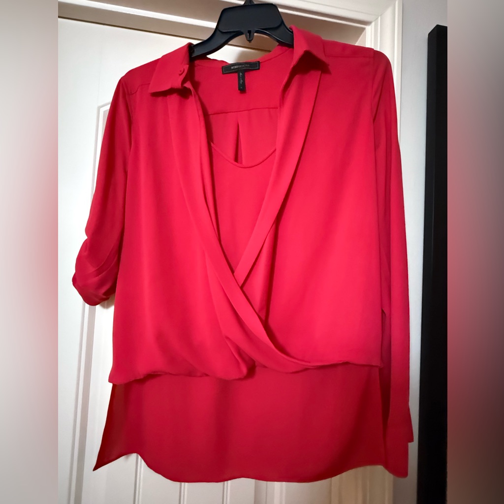 Bcbgmaxazria Coral Blouse With Keyhole Detail